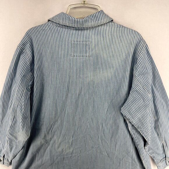 Old Navy Button Front Jean Jacket White/Blue Stripes Ladies Size‎ 2X NEW - Picture 8 of 11